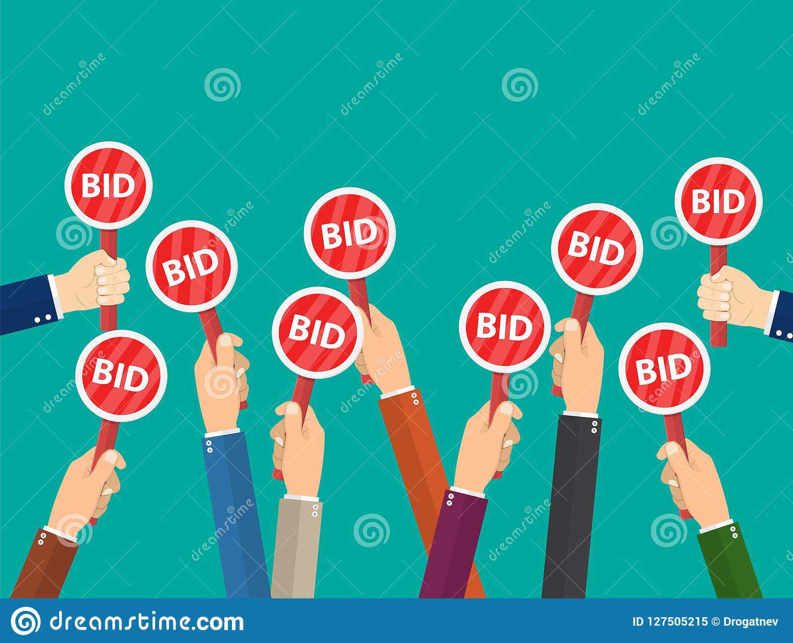 Hand Hold Paddle With Bid. Stock Vector. Illustration Of Pertaining To Auction Bid Cards Template