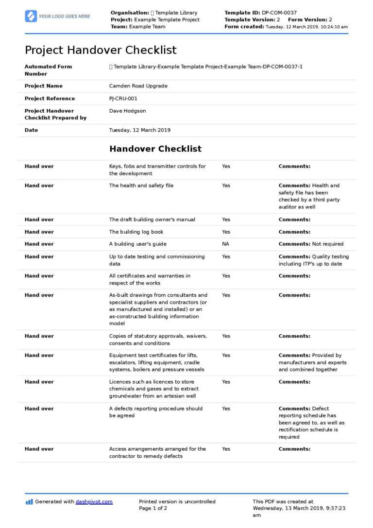 Handover Certificate Template - Calep.midnightpig.co for Handover ...