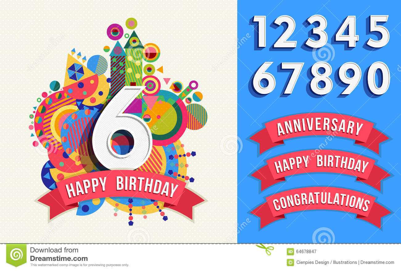 Happy Birthday Greeting Card Number Set Template Stock Inside Greeting Card Template Powerpoint