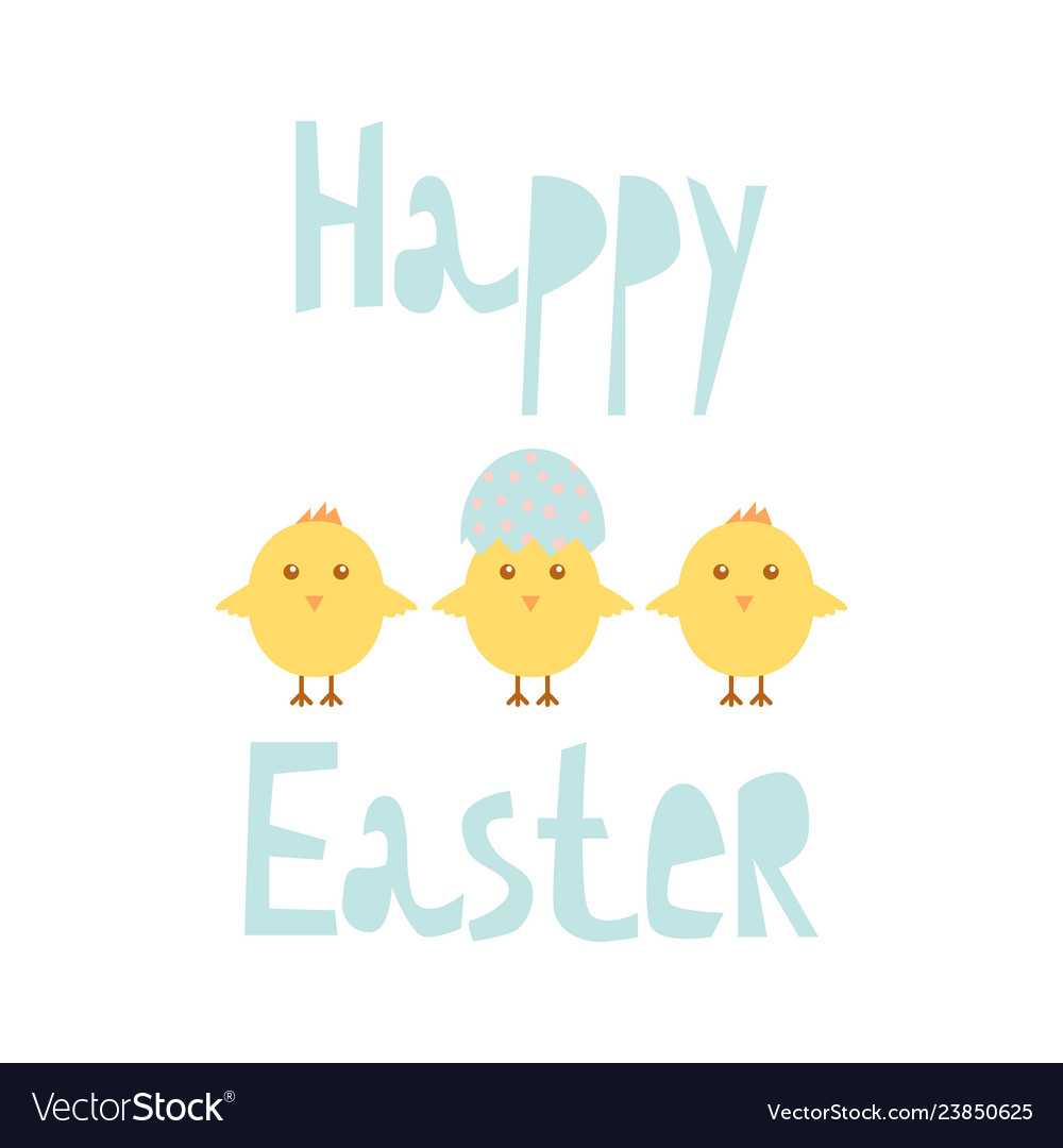 Happy Easter Greeting Card Template With Chicks Regarding Easter Chick Card Template
