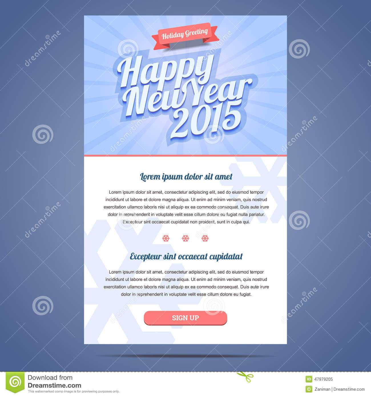 Happy New Year Holiday Greeting Email Template Stock Vector Regarding Holiday Card Email Template