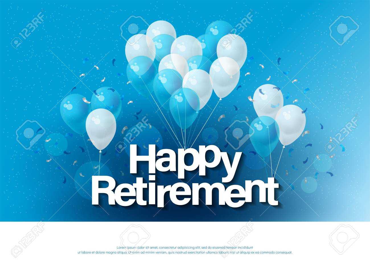 Happy Retirement Greeting Card Lettering Template With Balloon.. With Retirement Card Template