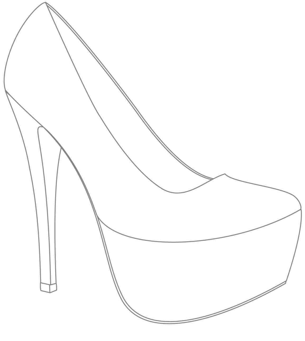 High Heel Drawing Template At Paintingvalley | Explore Within High Heel Shoe Template For Card