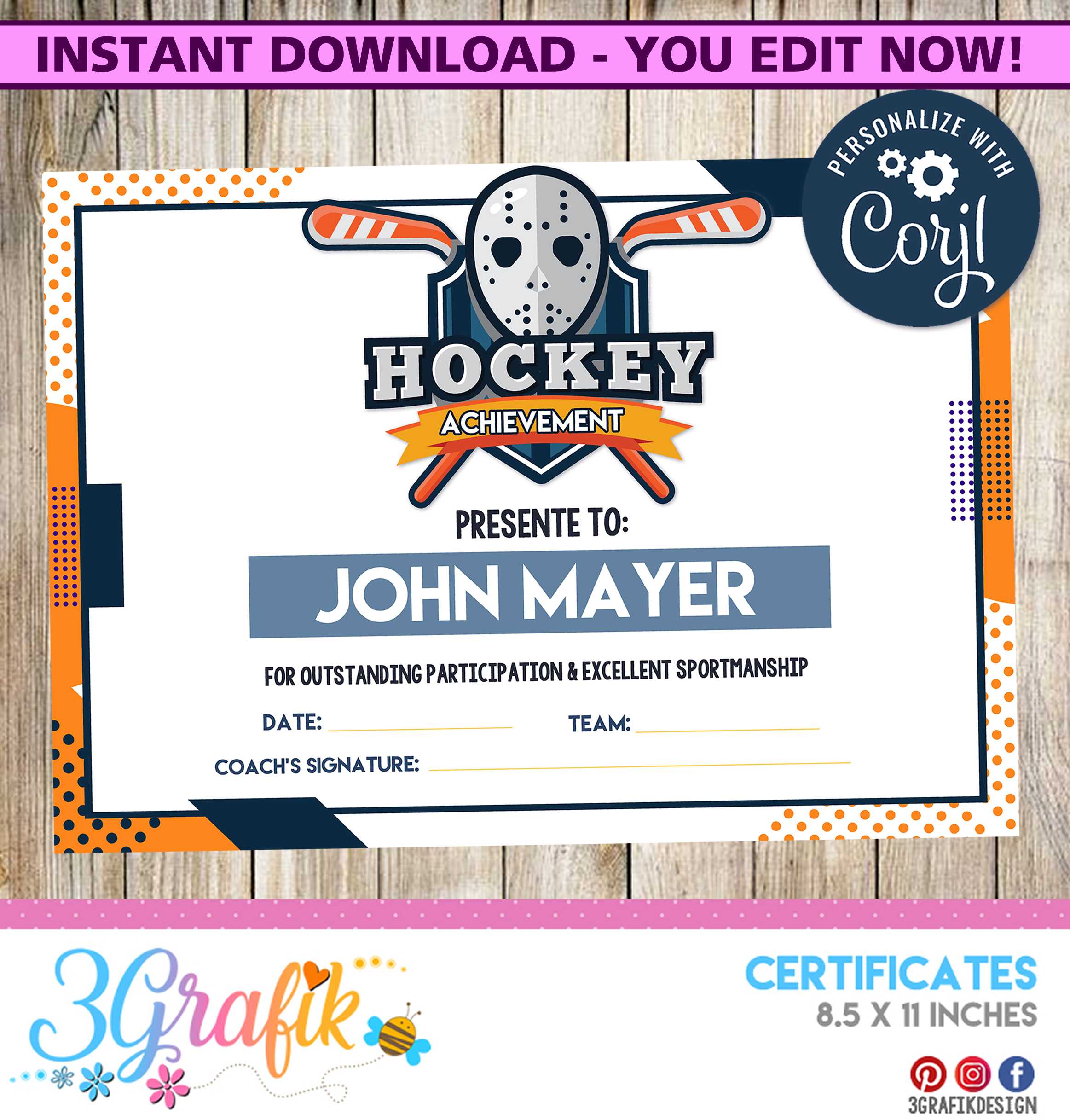Hockey – Certificate – Printable Regarding Hockey Certificate Templates