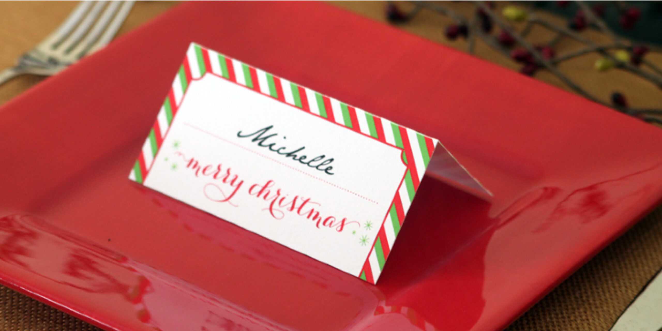 Holiday Place Card Diy Printable Throughout Christmas Table Place Cards Template