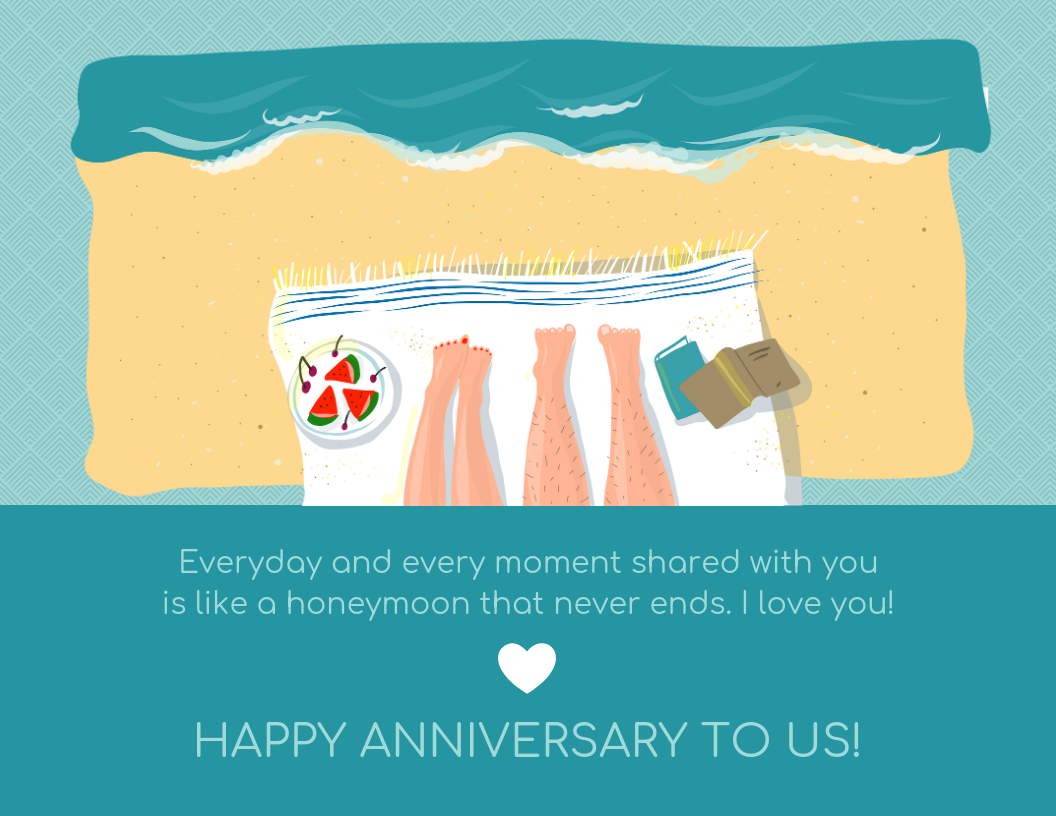 Honeymoon Wedding Anniversary Card Template With Regard To Template For Anniversary Card