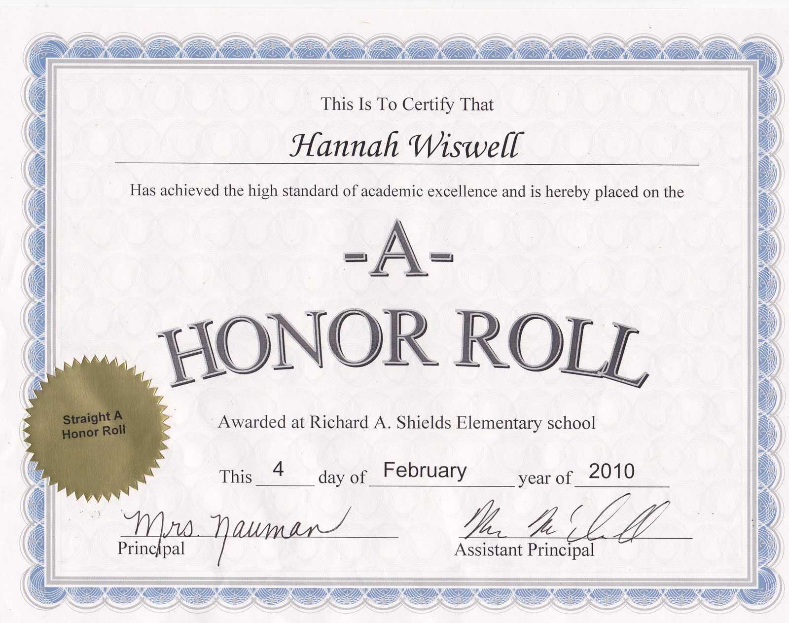 Honor Roll Funny Quotes. Quotesgram In Honor Roll Certificate Template