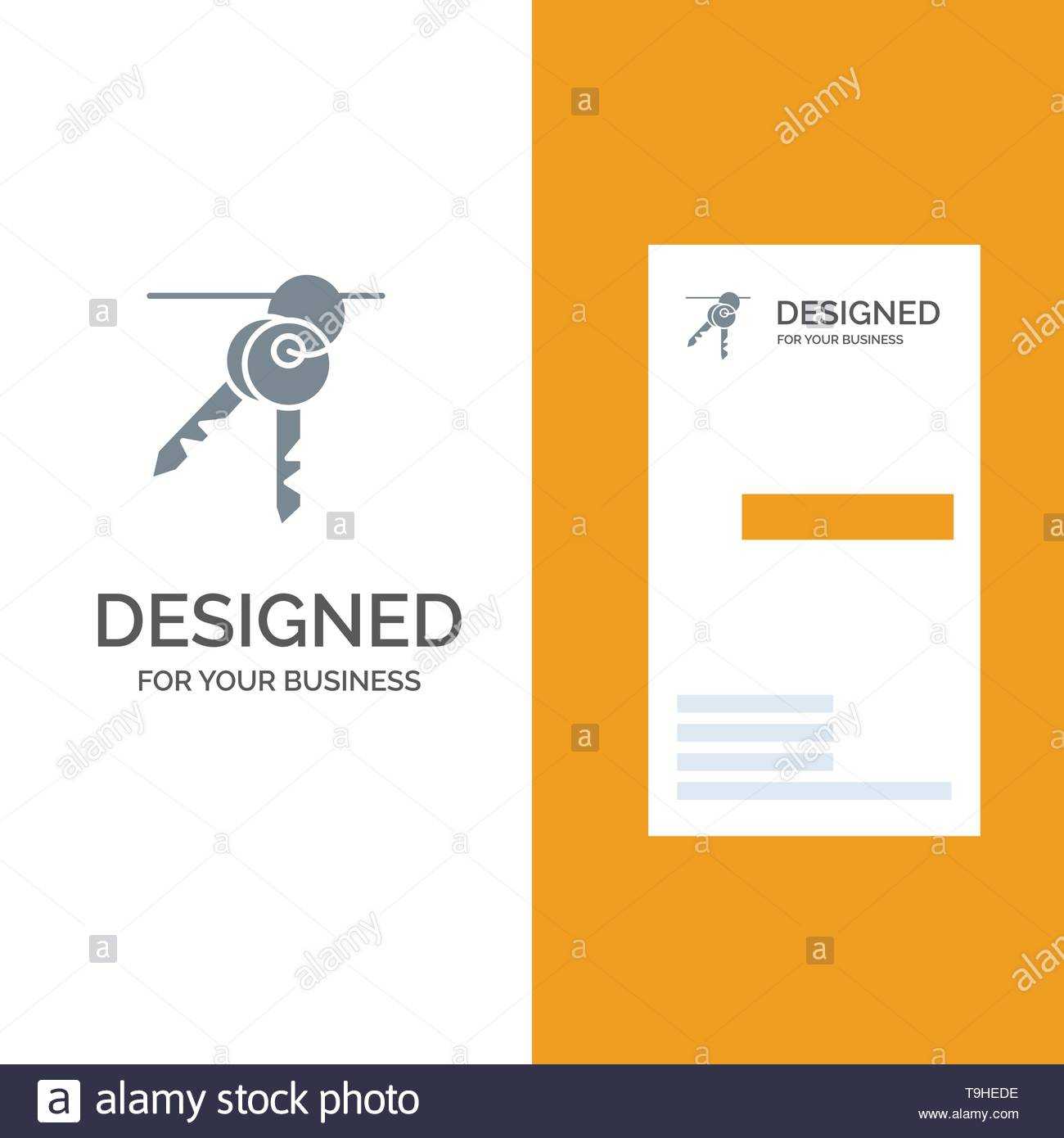 Hotel, Key, Room, Keys Grey Logo Design And Business Card With Hotel Key Card Template
