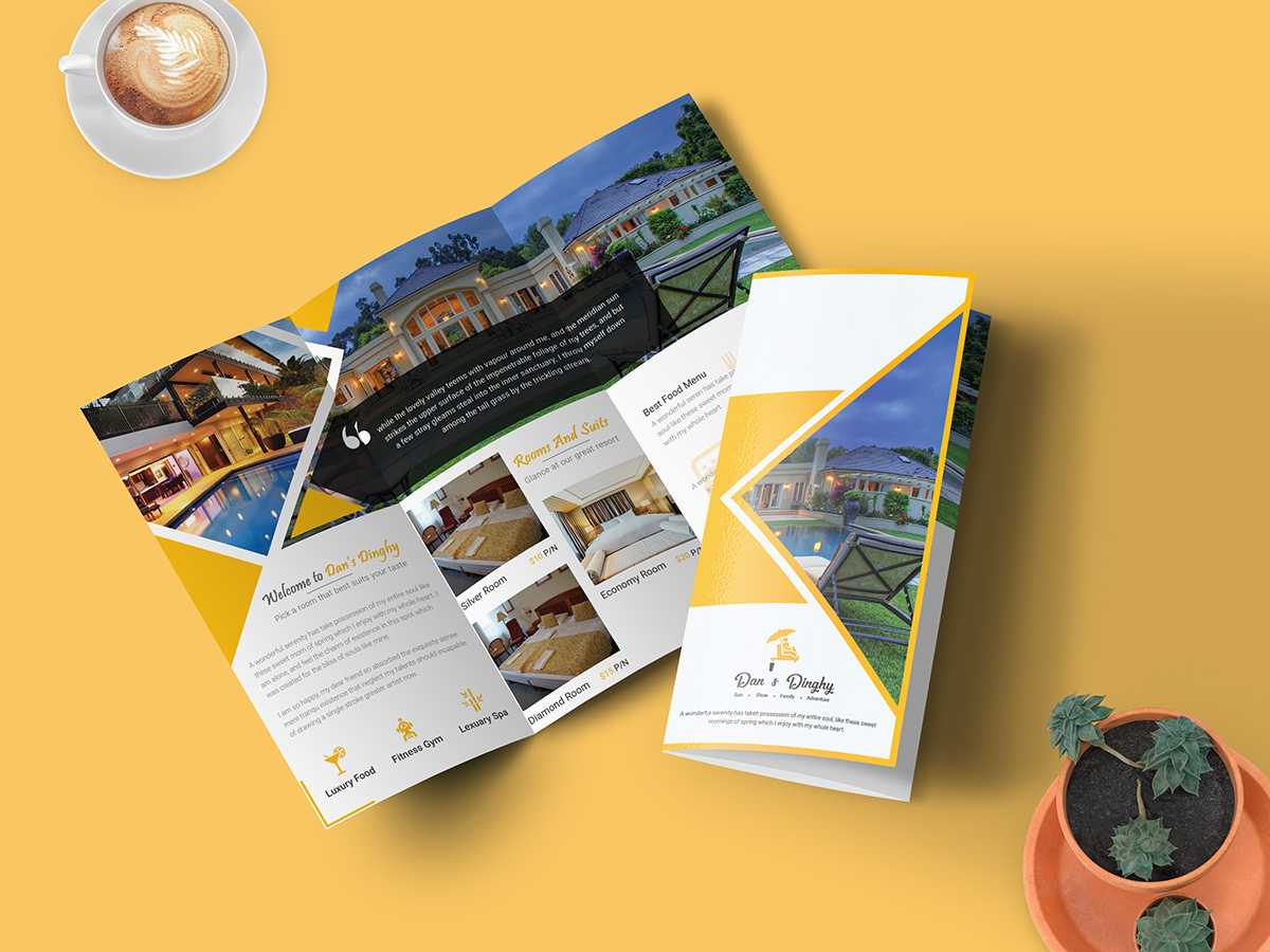 Hotel & Resort – Bifold Brochure Template | Searchmuzli In Hotel Brochure Design Templates