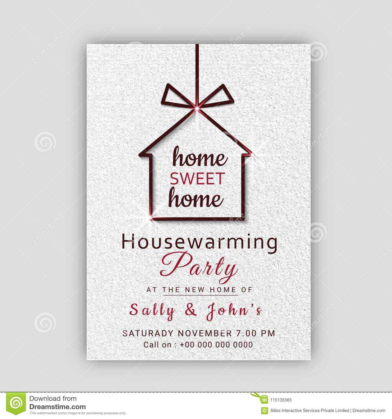 Housewarming Party Invitation Card Design. Stock With Regard To Free Housewarming Invitation Card Template