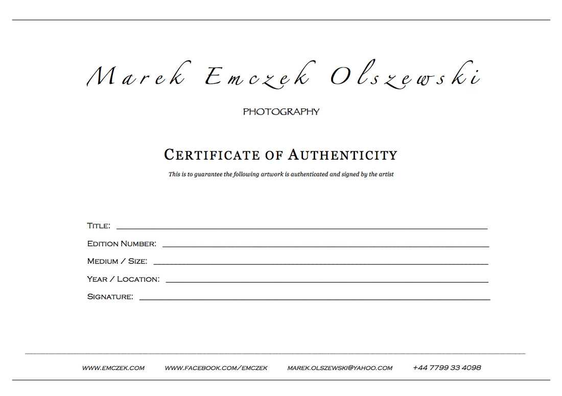 How To Create A Certificate Of Authenticity For Your Photography Throughout Photography Certificate Of Authenticity Template