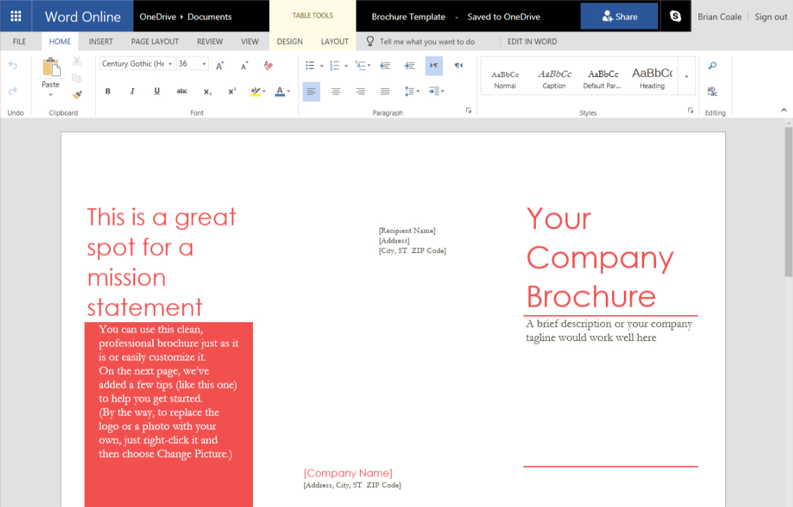 How To Create A Trifold Brochure In Word Online With Regard To Office Word Brochure Template