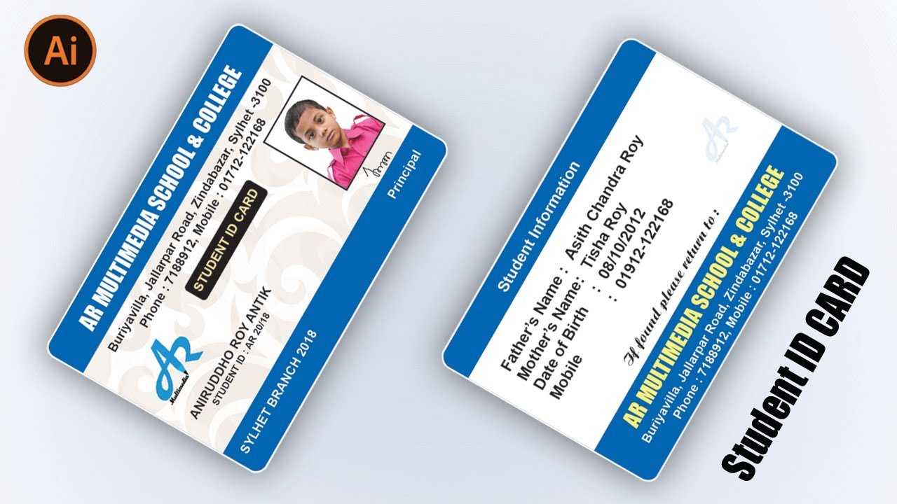 How To Create Student Id Card Design In Illustrator Cc 2018|School Id Card  Design In Illustrator Cc Regarding College Id Card Template Psd