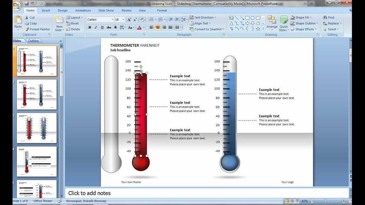 How To Edit The Thermometer Slide On Microsoft Powerpoint With Regard To Thermometer Powerpoint Template