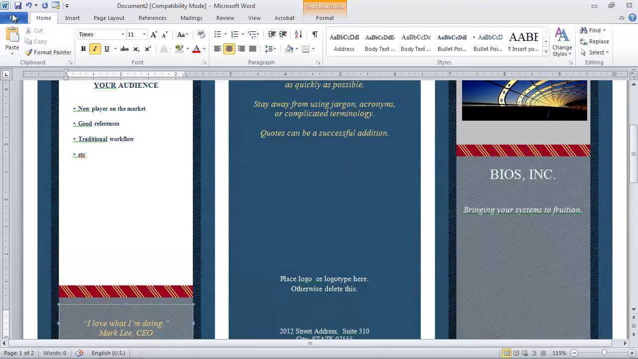 How To Make A Brochure In Microsoft Word Throughout Word 2013 Brochure Template