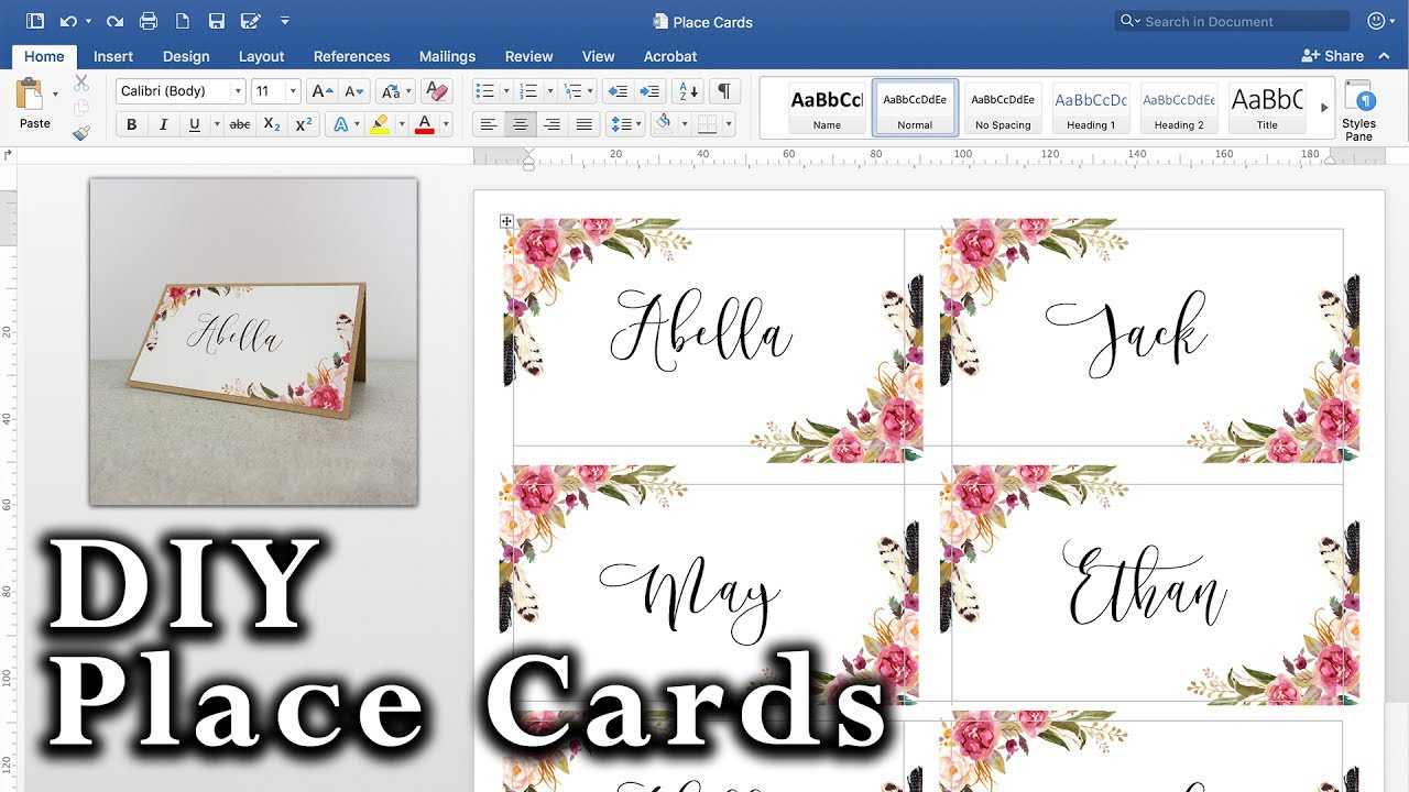 How To Make Diy Place Cards With Mail Merge In Ms Word And Adobe Illustrator In Table Place Card Template Free Download