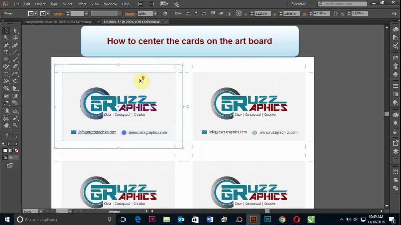 How To Print Double Sided Business Card In Adobe Illustrator In 2 Sided Business Card Template Word