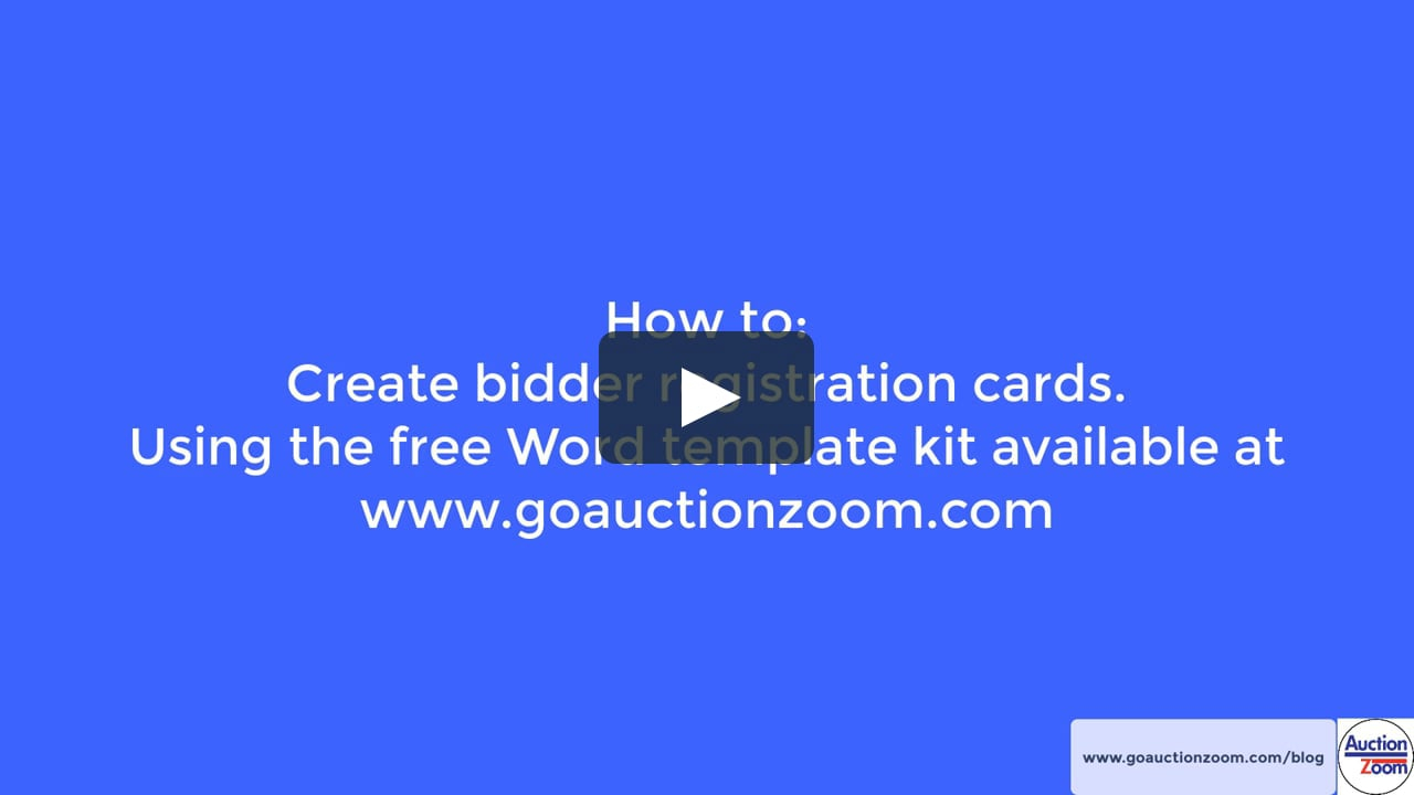 How To Use The Bidder Registration Card Template From Auctionzoom With Auction Bid Cards Template