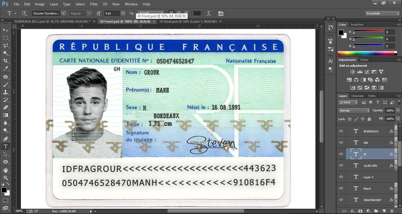 Id Card France Regarding French Id Card Template