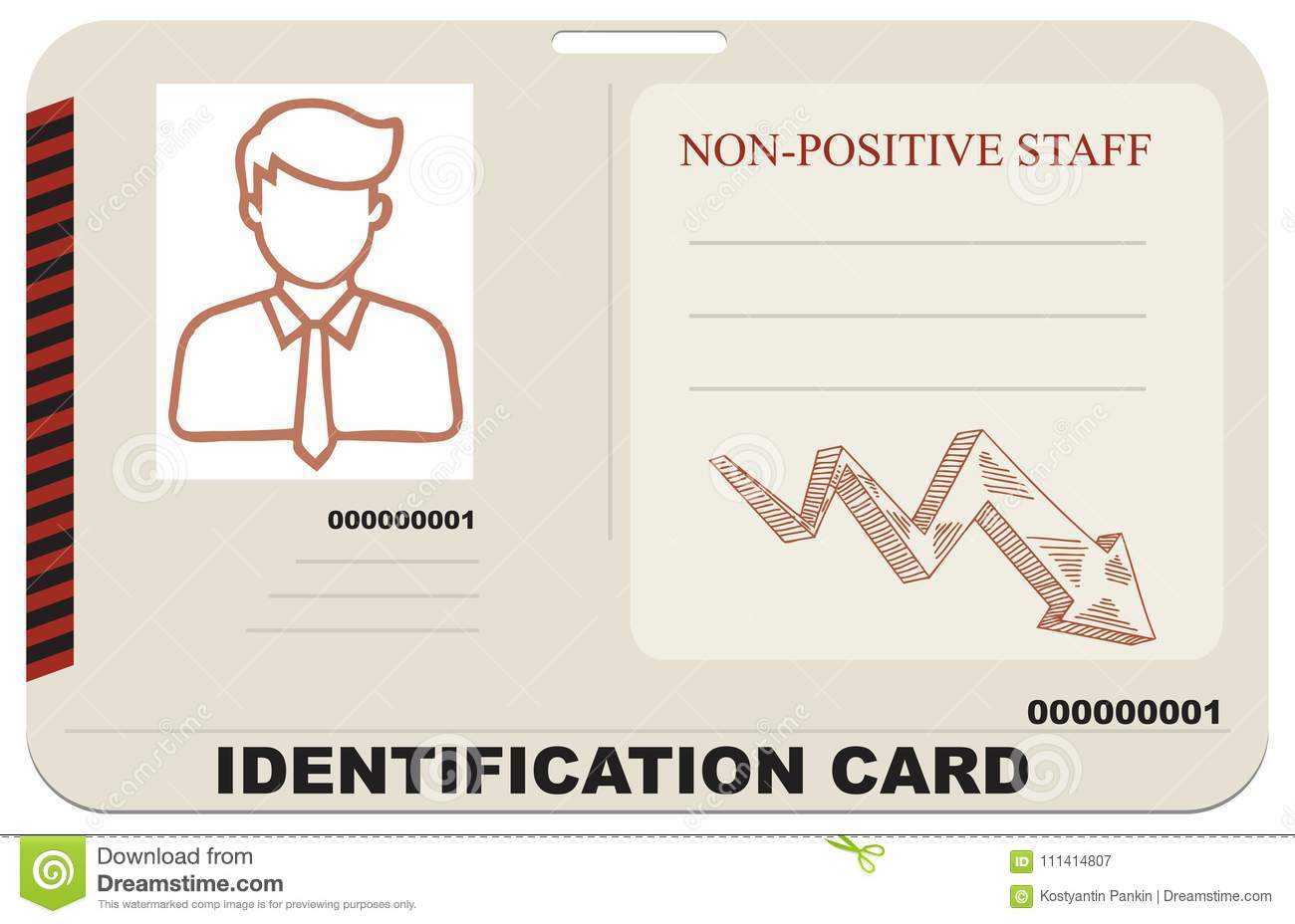 Identification Card For Non Positive Staff Stock Vector Within Mi6 Id Card Template