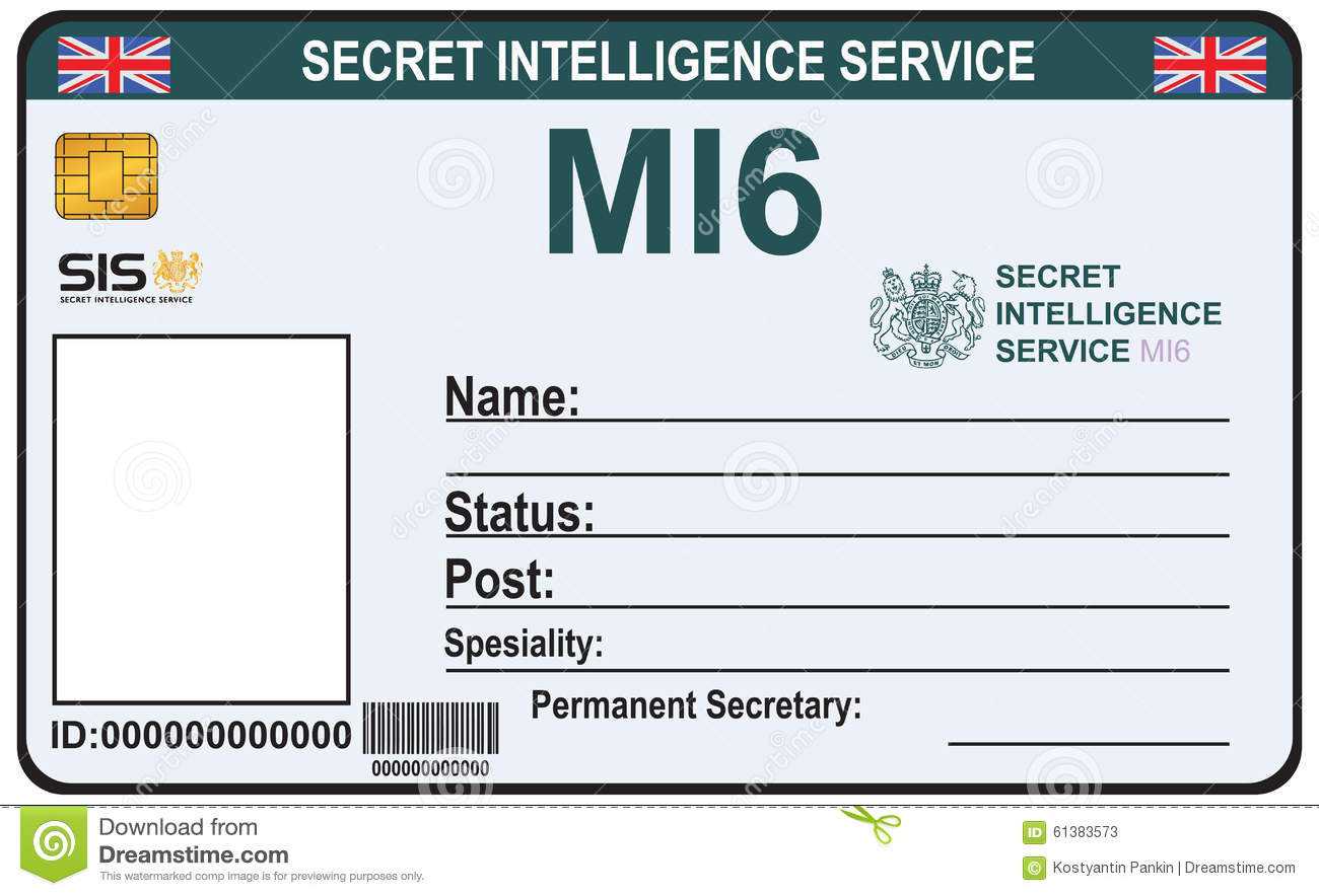 Identity A Secret Agent Of Mi 6 Stock Vector - Illustration Intended For Mi6 Id Card Template