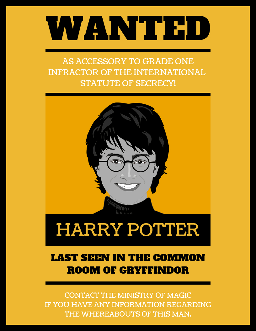 Illustrative Harry Potter Wanted Poster Template For Harry Potter Certificate Template