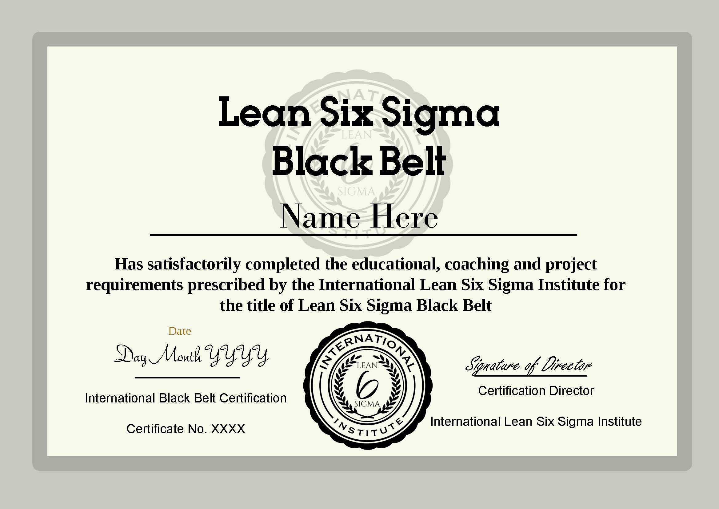 Ilssi Black Belt Cert Template 2019 Inside Green Belt Certificate Template