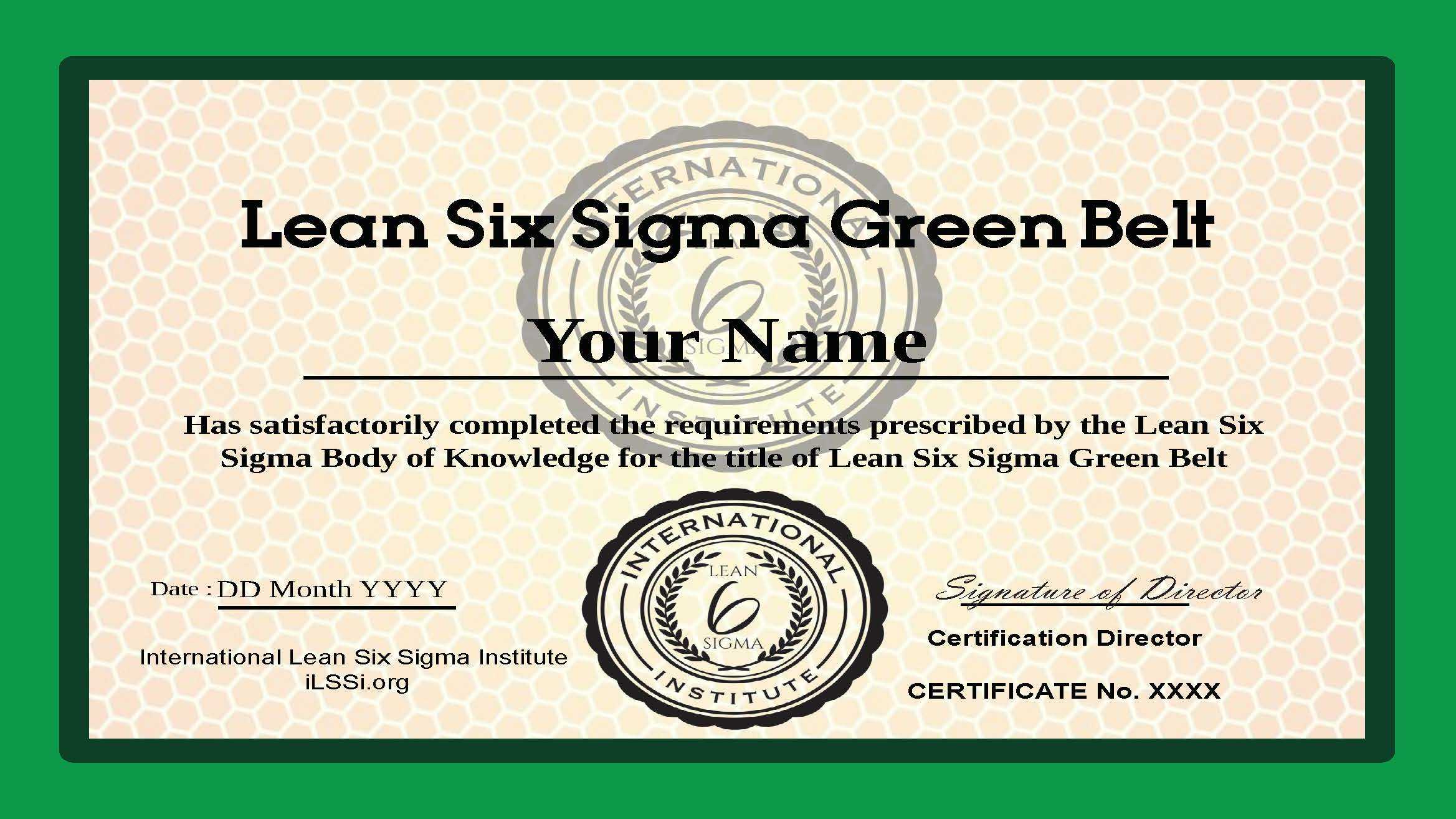 Ilssi Green Belt Oct 2019 Template With Green Belt Certificate Template