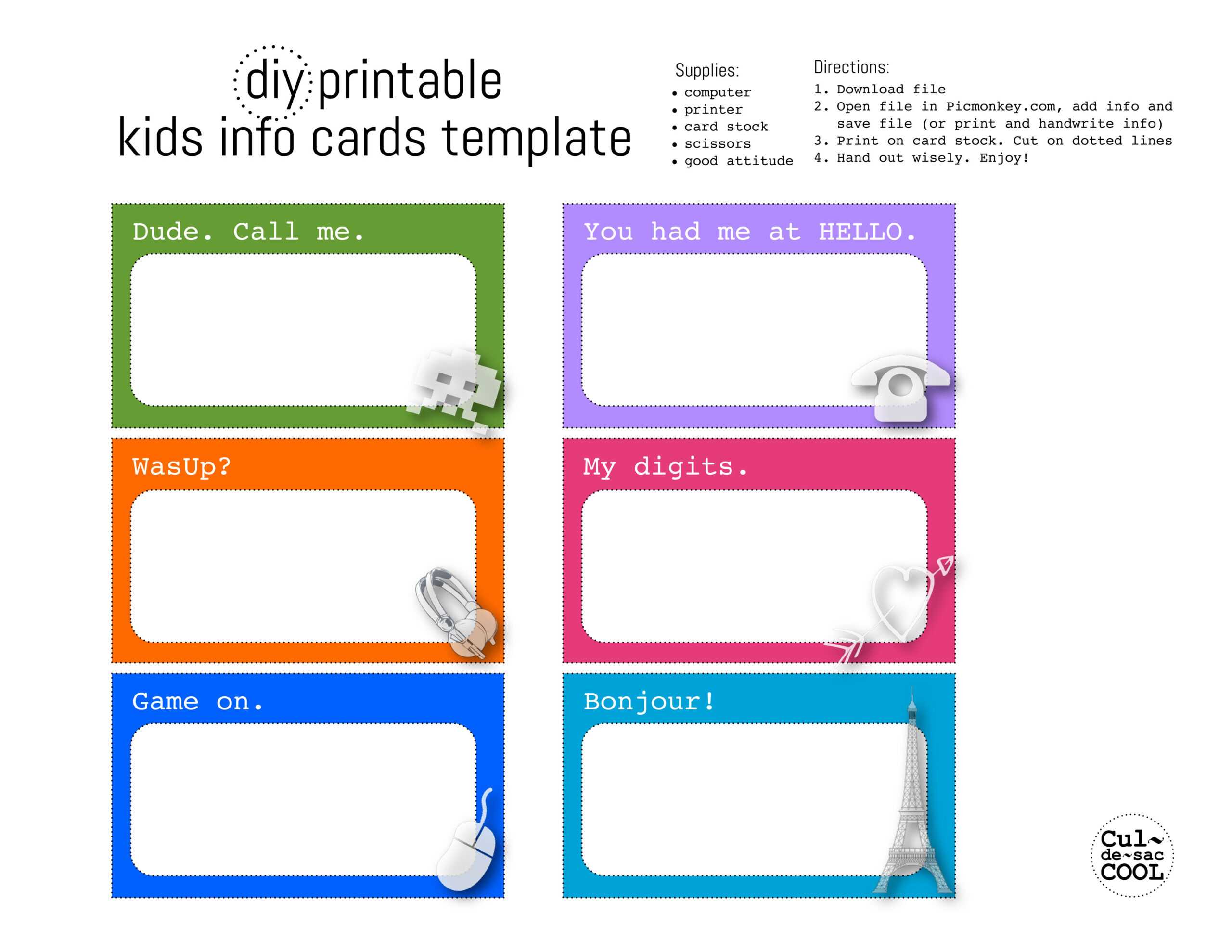 Information Card Templates – Falep.midnightpig.co Within Id Card Template For Kids