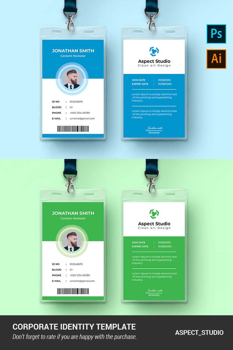 Jonathan Smith Employee Id Card Corporate Identity Template Inside Id Card Template Ai