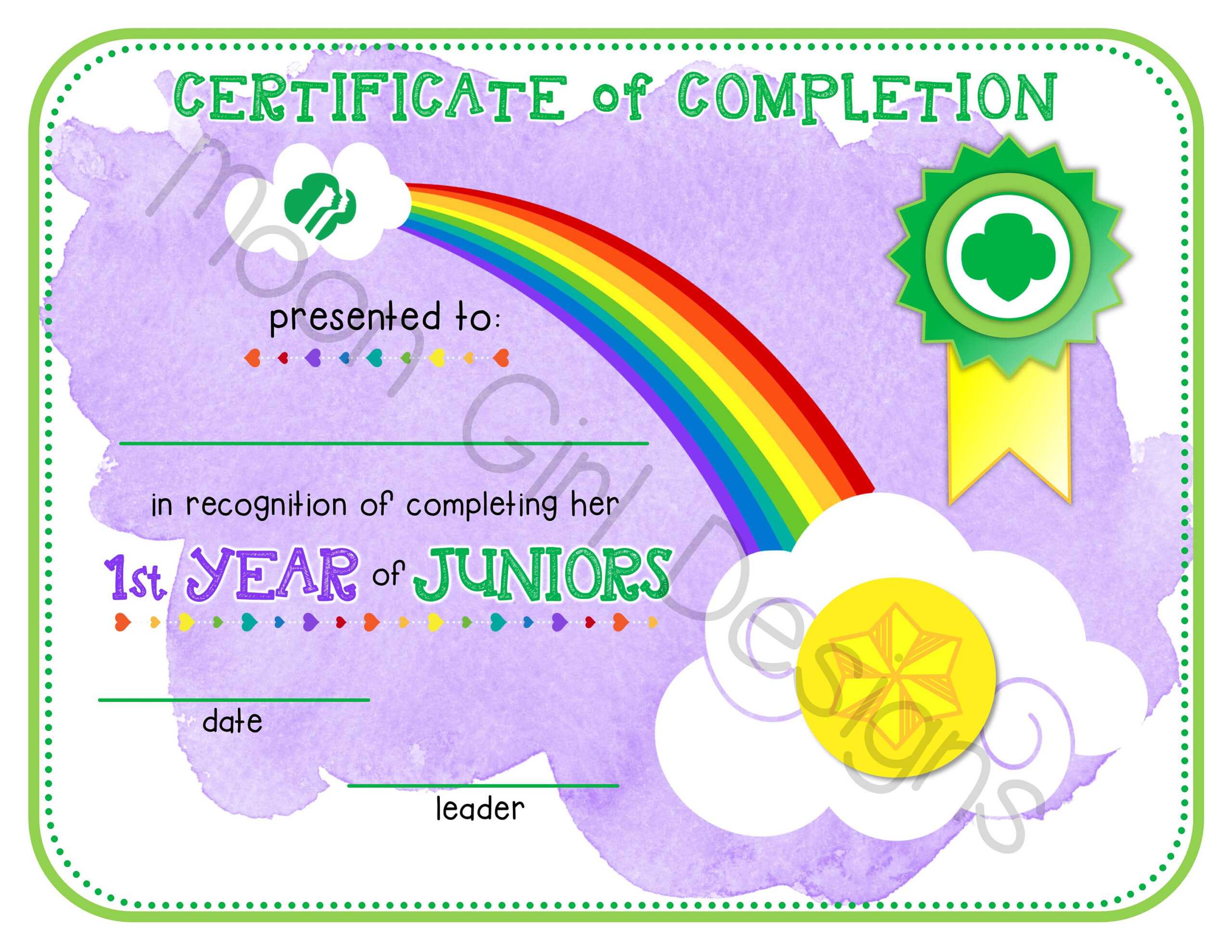 Junior Girl Scout 1St Year Completion Certificate Template Printable Pdf  Download Within Iq Certificate Template