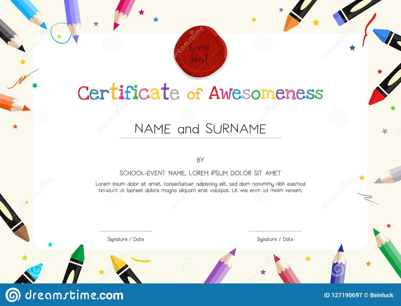 Kids Diploma Or Certificate Template With Painting Stuff Within Preschool Graduation Certificate Template Free