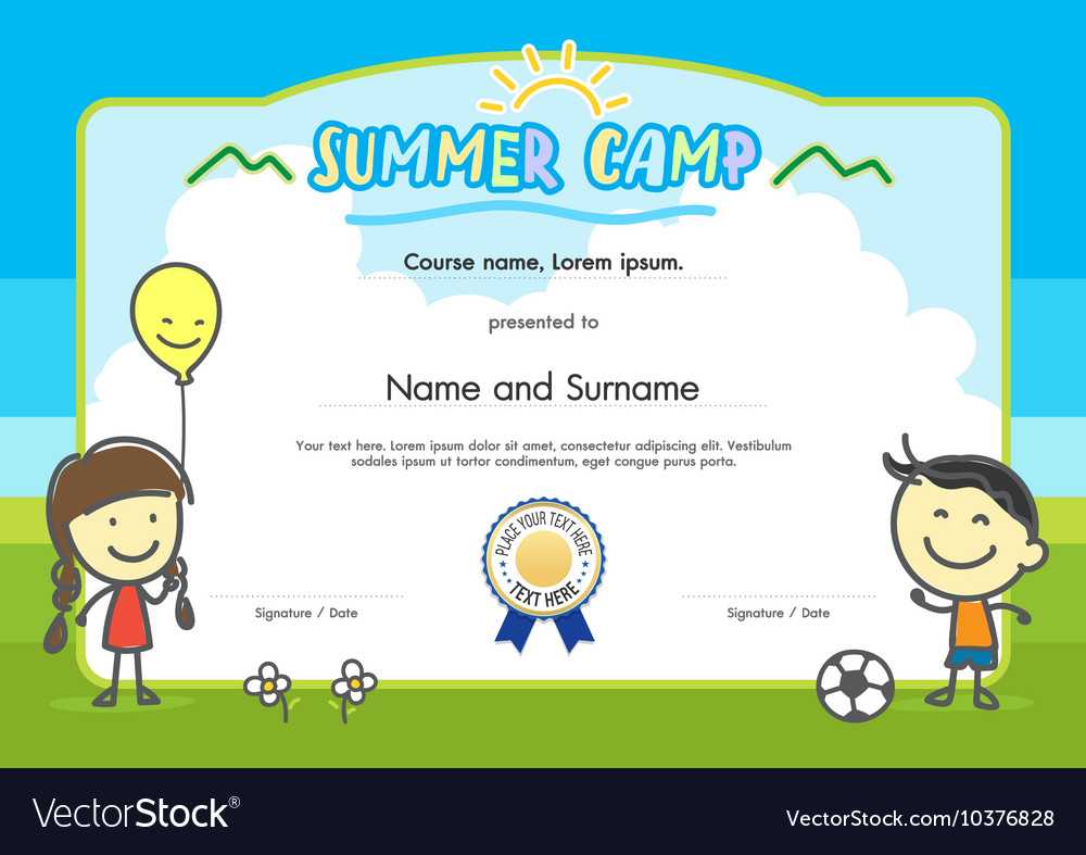 Kids Summer Camp Certificate Document Template With Regard To Summer Camp Certificate Template