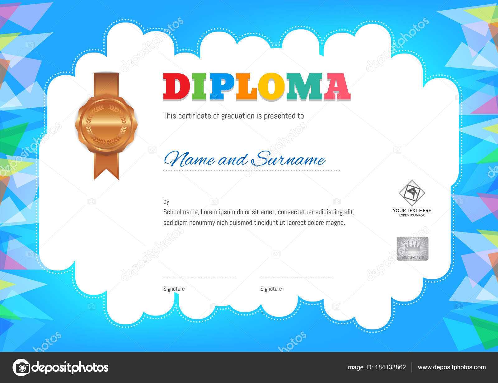 Kids Summer Camp Diploma Or Certificate Template — Stock With Summer Camp Certificate Template