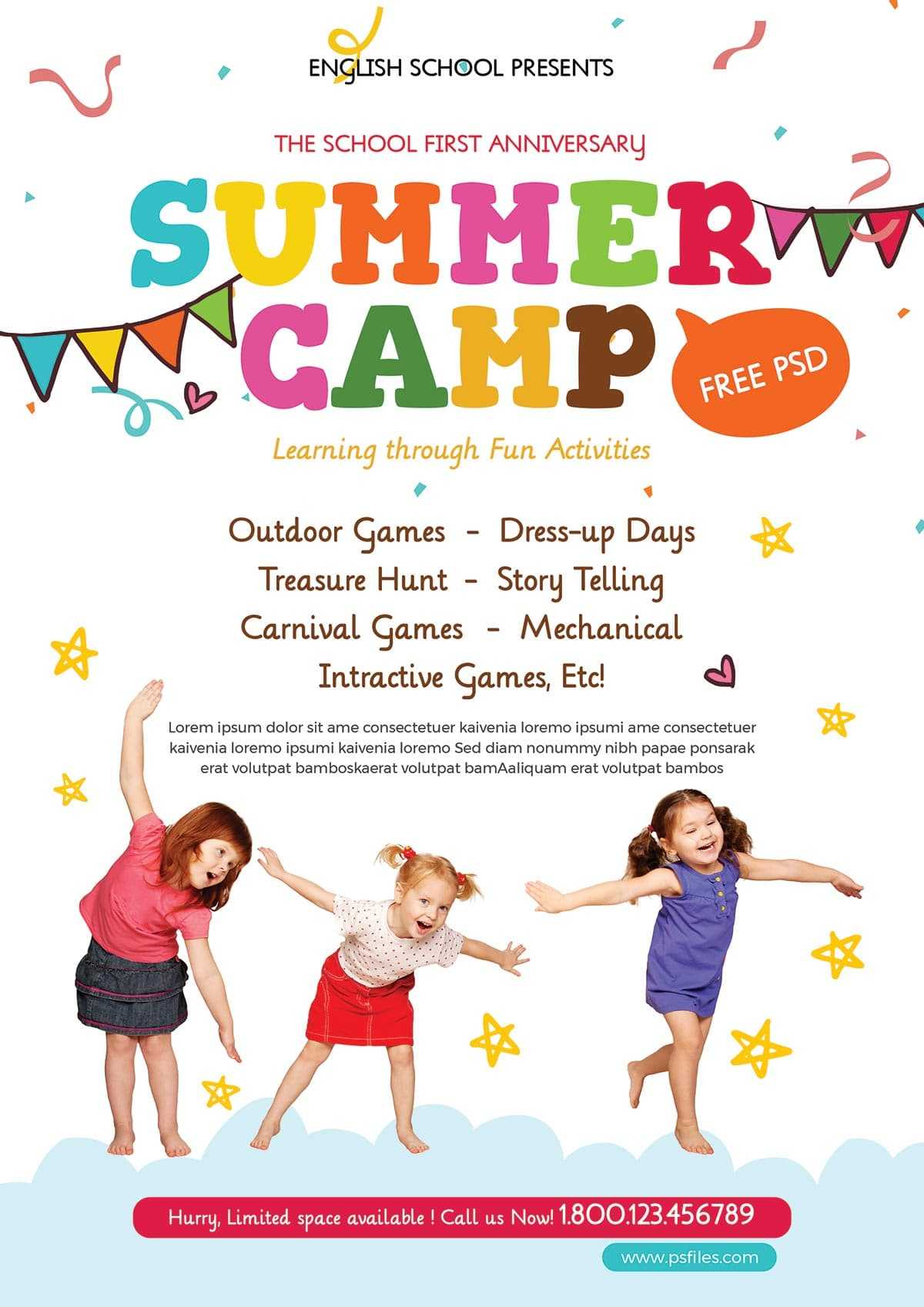 Kids Summer Camp Party Free Psd Flyer Template – Stockpsd With Summer Camp Brochure Template Free Download