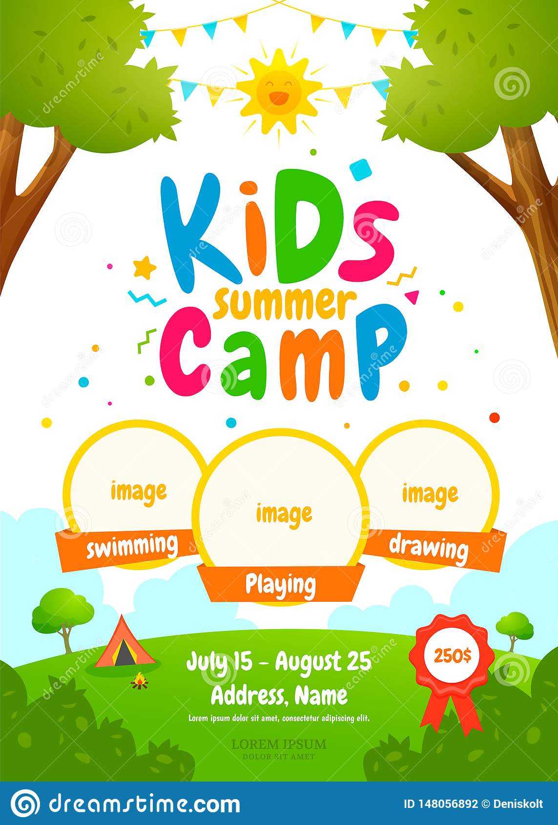 Kids Summer Camp Poster Stock Vector. Illustration Of Family Throughout Summer Camp Brochure Template Free Download