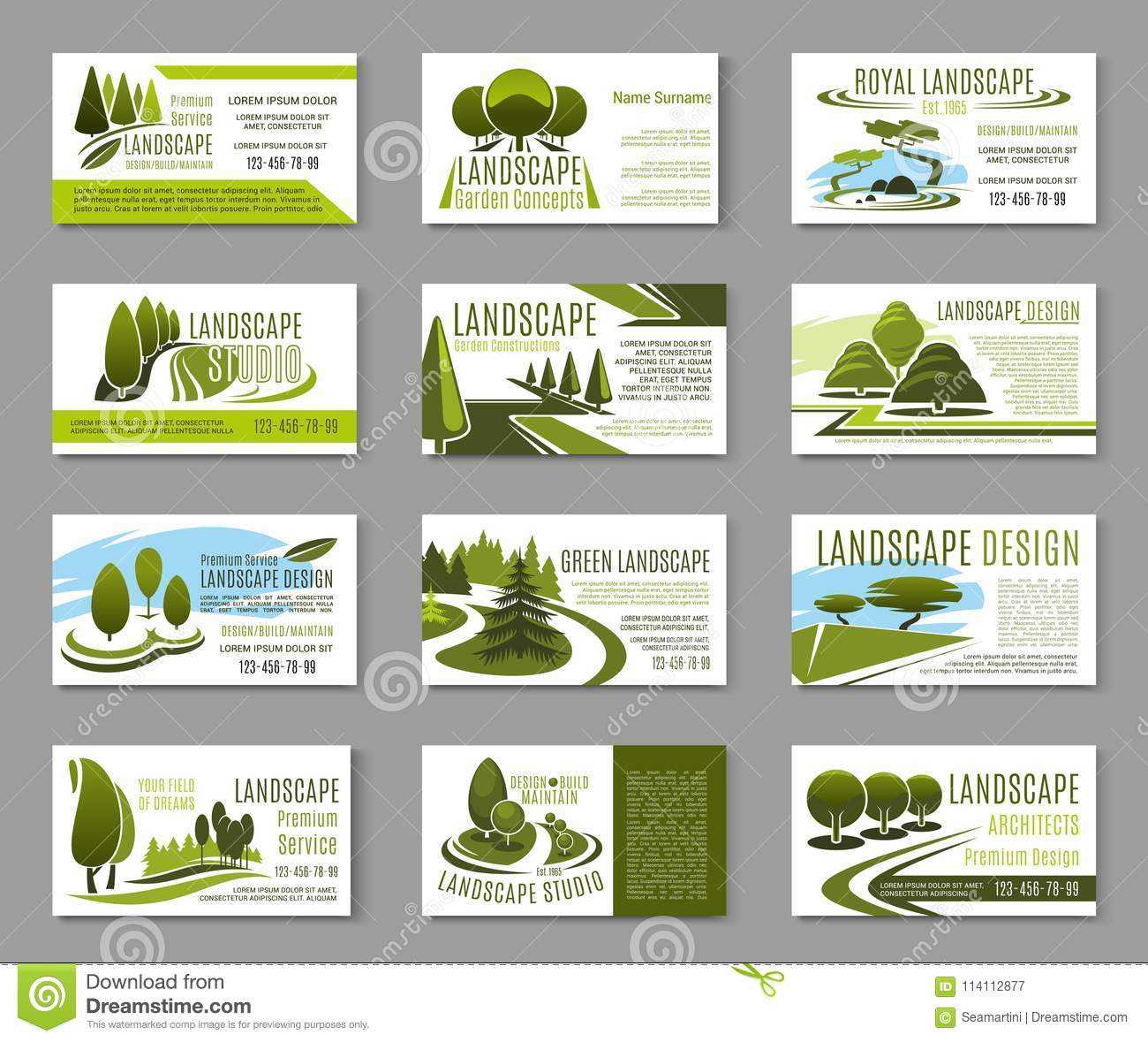 Landscape Design Studio Business Card Template Stock Vector In Lawn Care Business Cards Templates Free