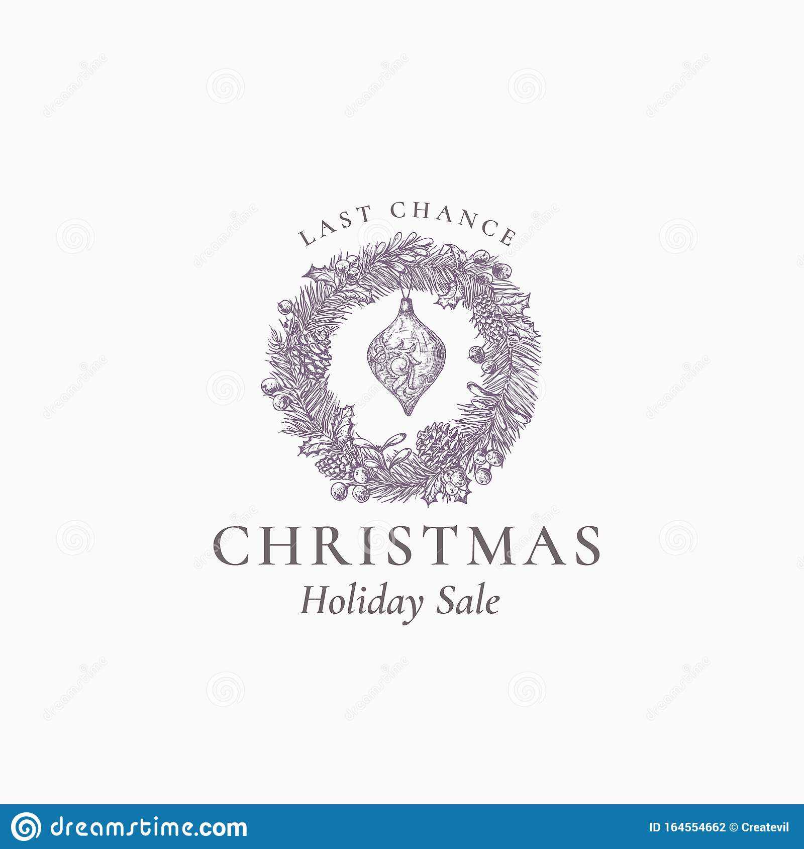 Last Chance Christmas Sale Discount Sketch Pine Wreath, Sign Intended For Chance Card Template