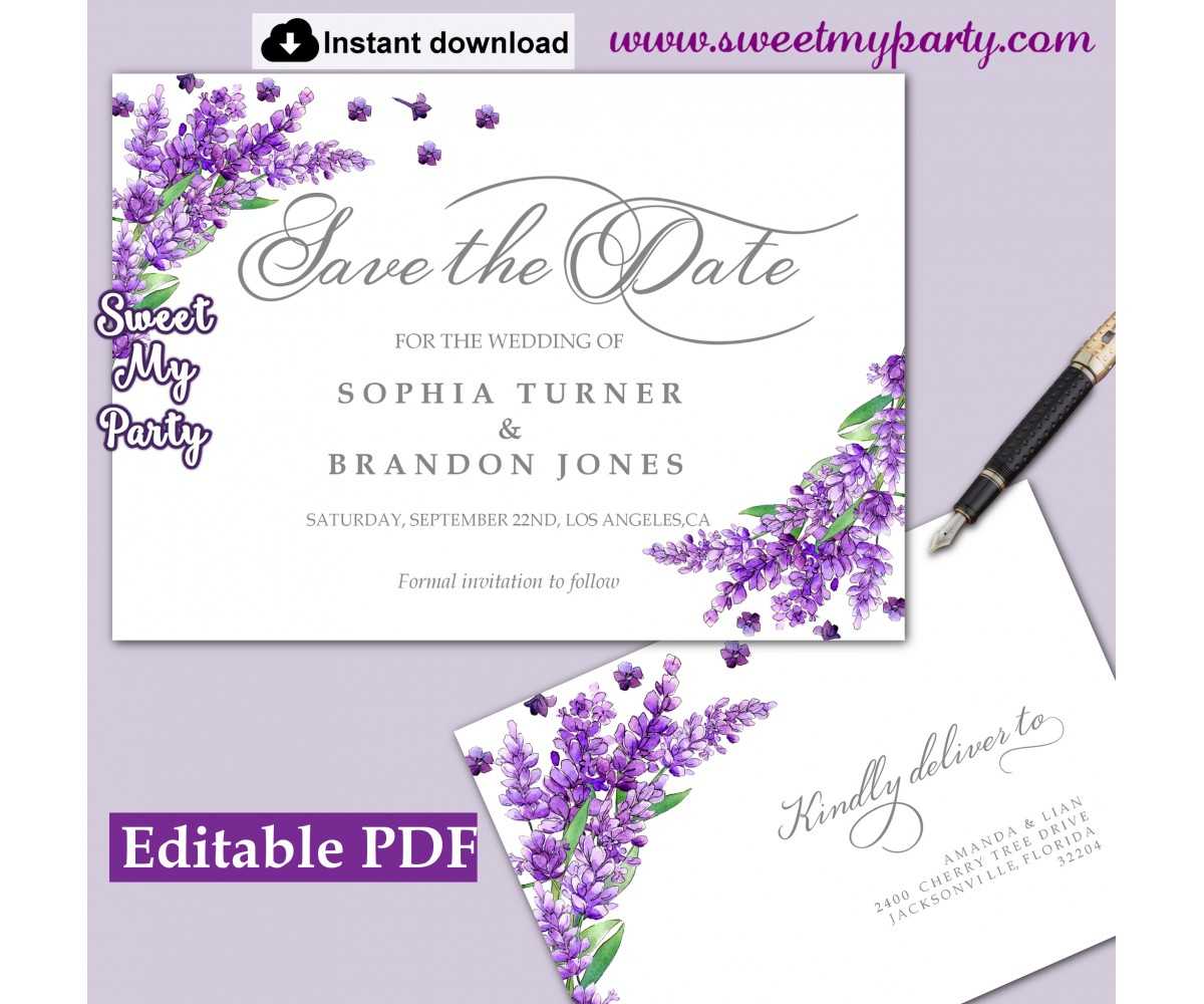 Lavender Save The Date Card Printable Template,save The Date Card,(131) In Save The Date Cards Templates