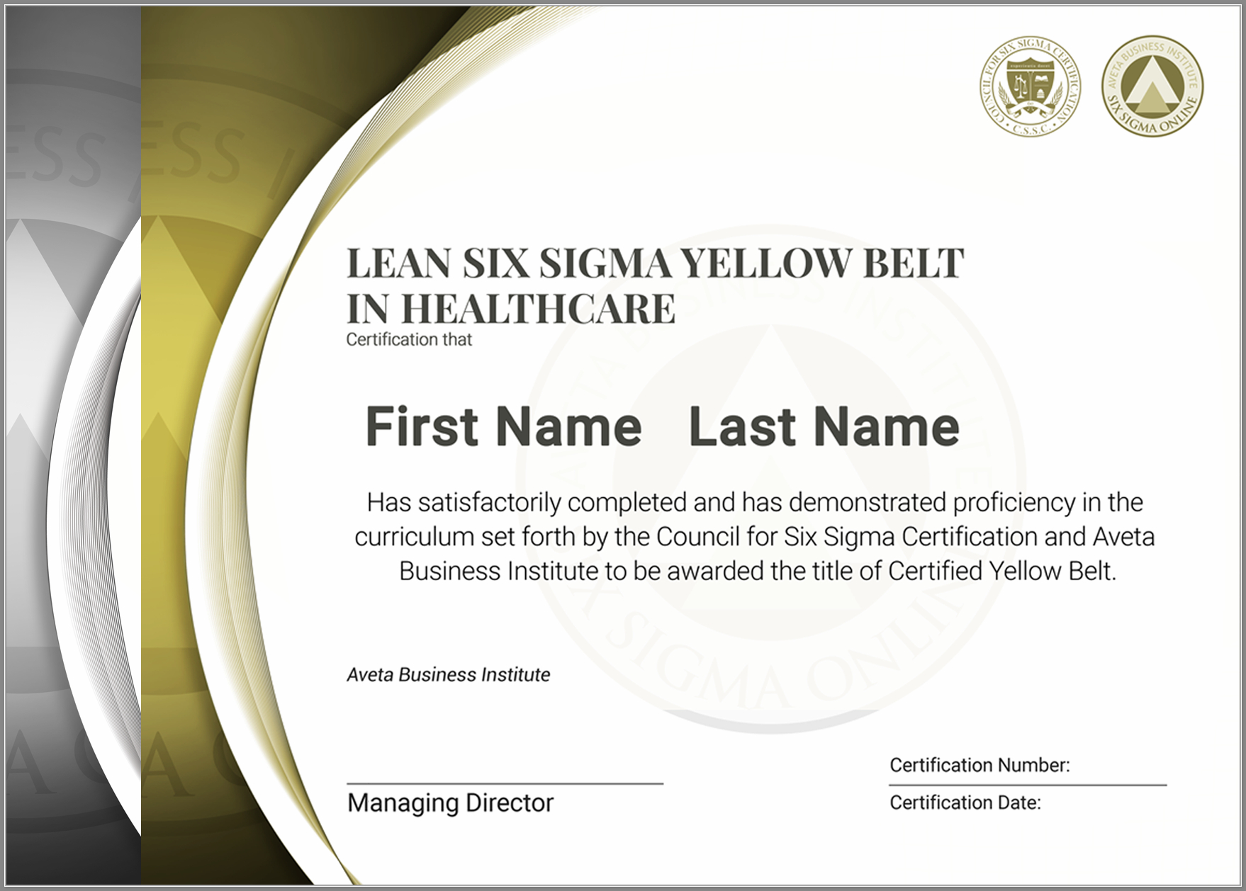 Lean Six Sigma Yellow Belt Certification In Healthcare In Green Belt Certificate Template