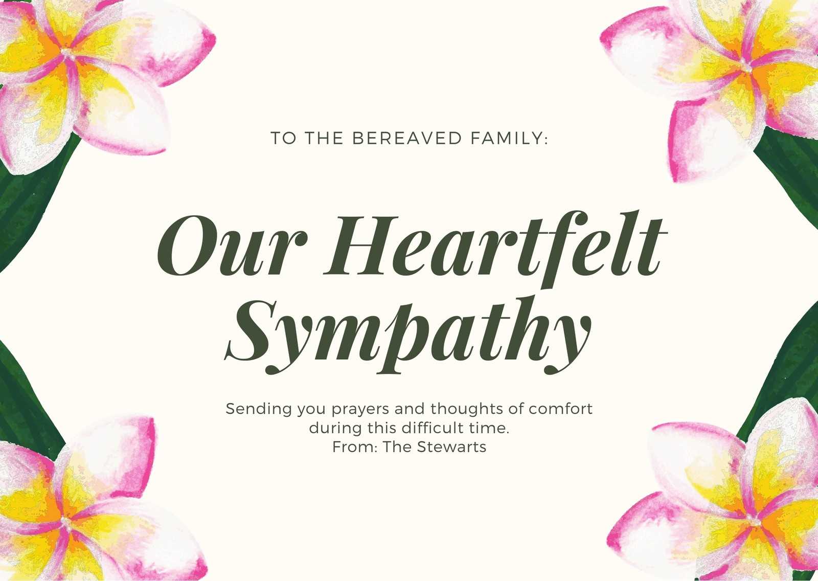 Light Pink Floral Sympathy Card – Templatescanva Within Sympathy Card Template