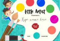 Little Artist, Kids Diploma Child Painting Course Certificate.. intended for Free Art Certificate Templates