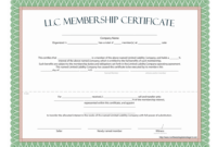 Llc Membership Certificate - Free Template intended for New Member Certificate Template
