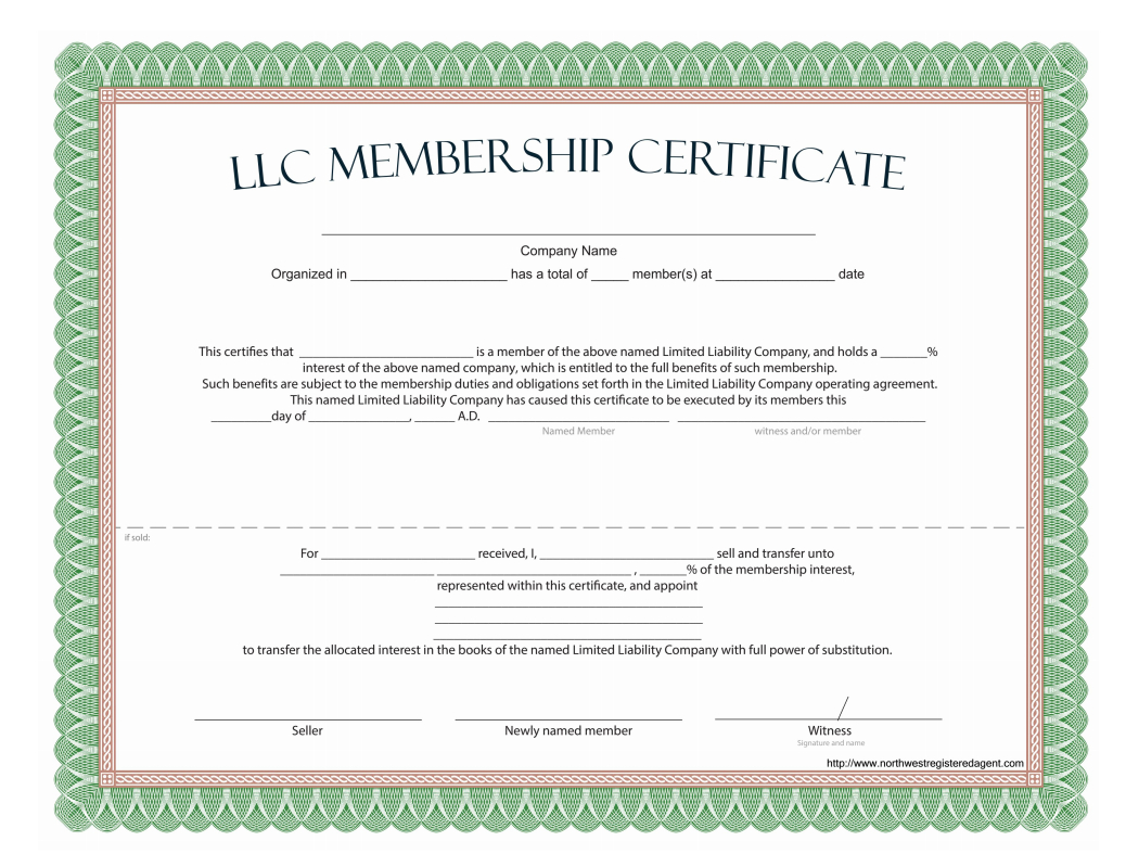 Llc Membership Certificate - Free Template Intended For New Member Certificate Template
