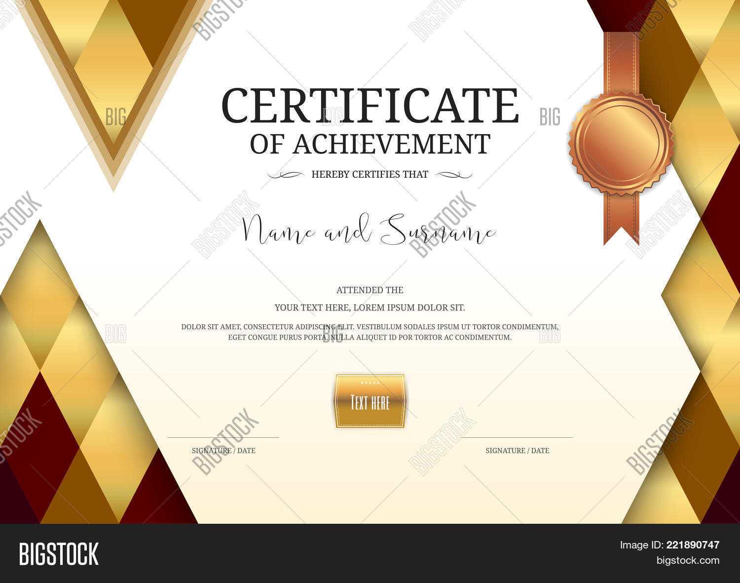 Luxury Certificate Vector & Photo (Free Trial) | Bigstock Pertaining To Elegant Certificate Templates Free