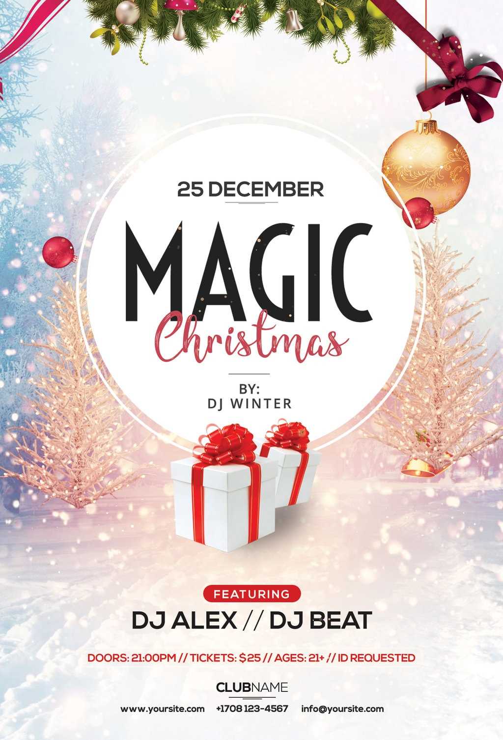 Magic Christmas Free Psd Flyer Template | Freebiedesign In Christmas Brochure Templates Free