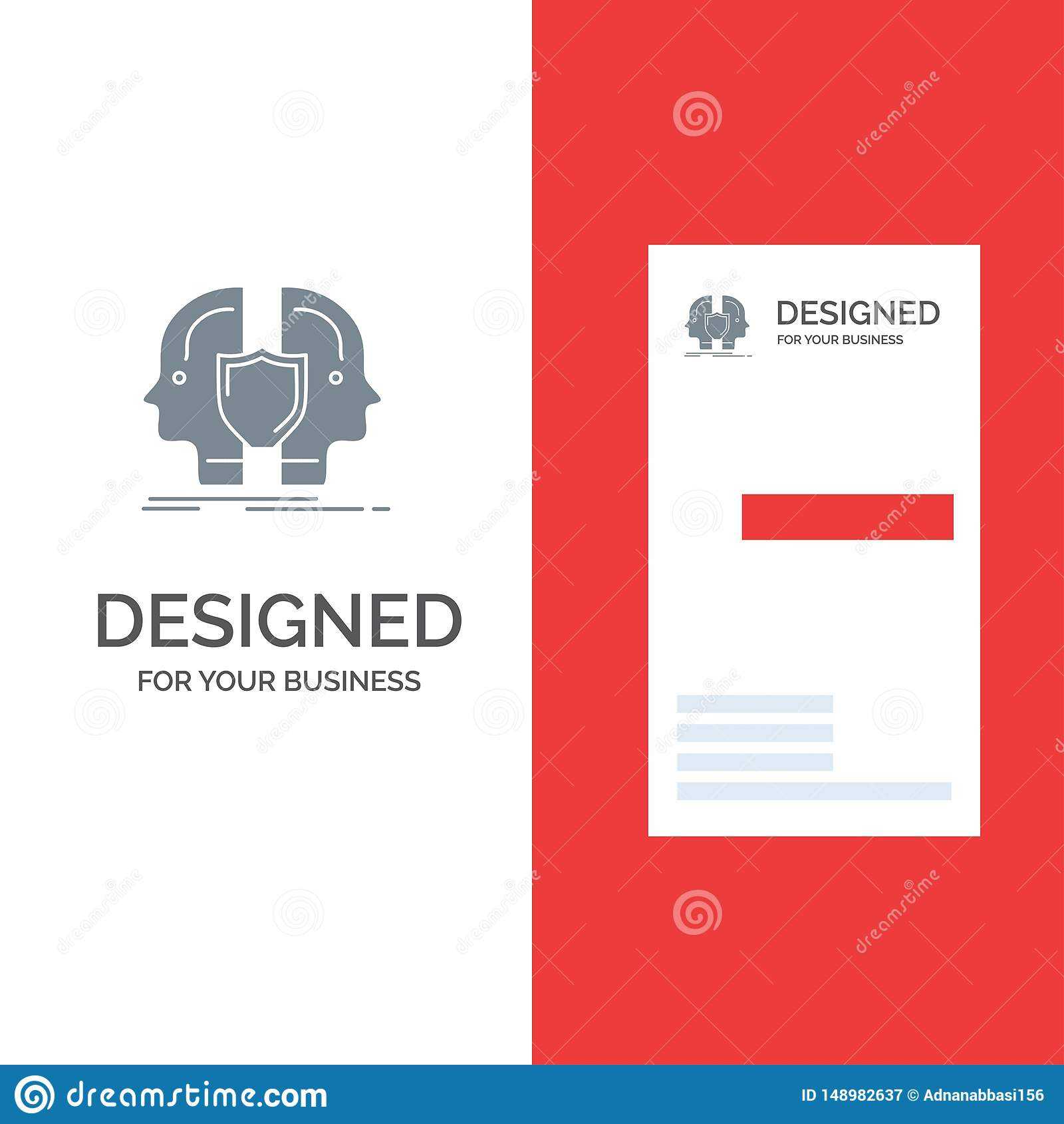 Man, Face, Dual, Identity, Shield Grey Logo Design And In Shield Id Card Template