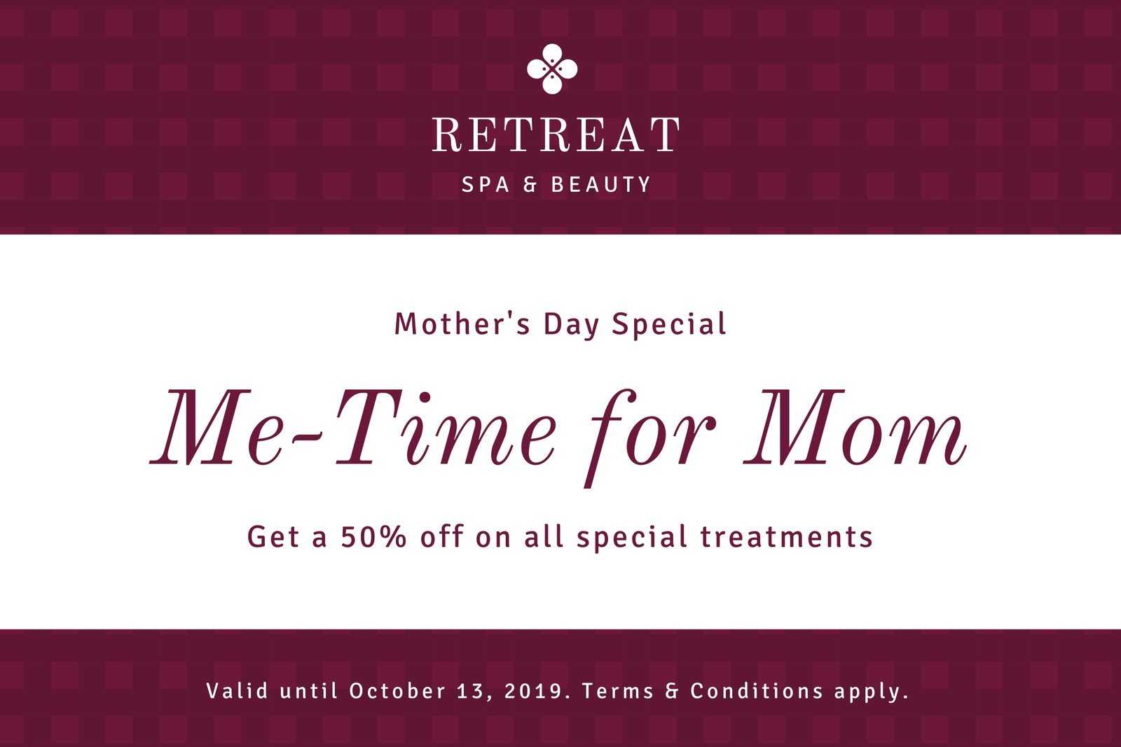 Maroon Pattern Mother's Day Gift Certificate – Templates Pertaining To Spa Day Gift Certificate Template