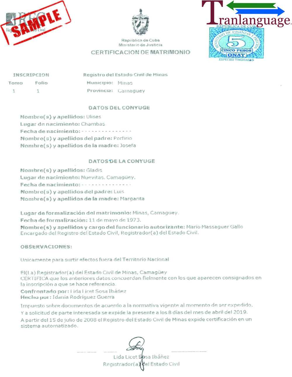 Marriage Certificate Cuba Pertaining To Marriage Certificate Translation Template