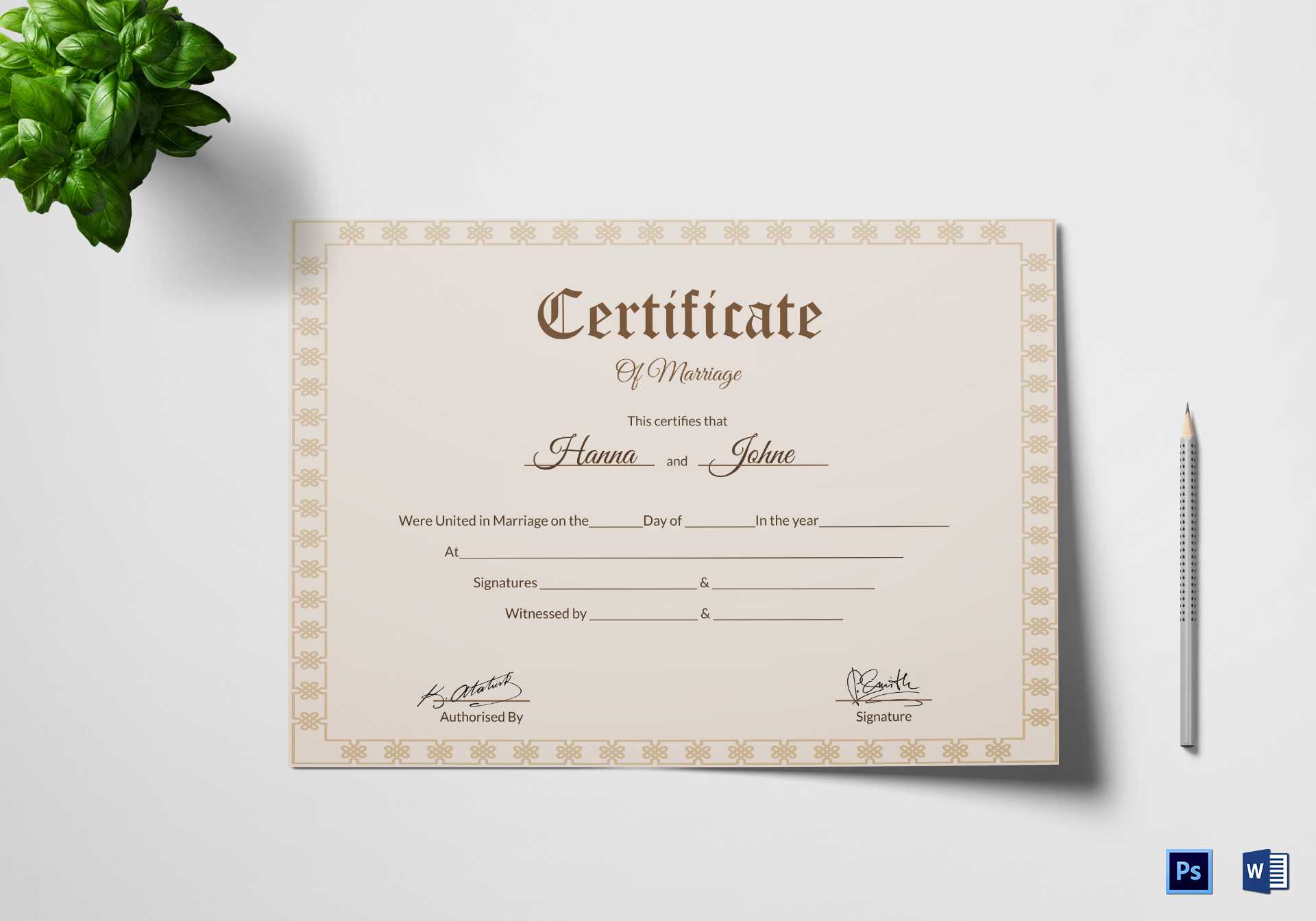 Marriage Certificate Design – Yeppe.digitalfuturesconsortium Intended For Blank Marriage Certificate Template
